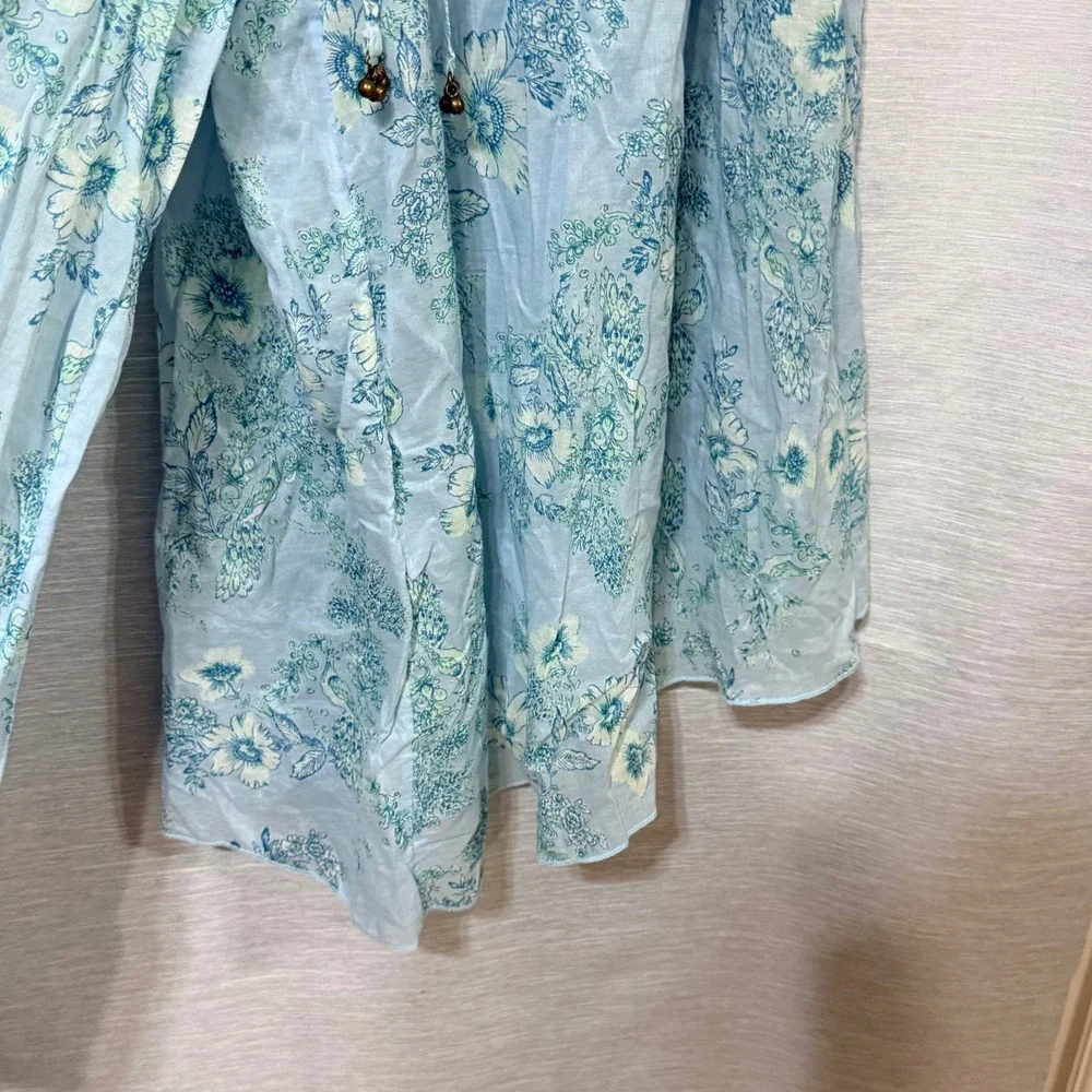 Intimately Free People Blue Floral Smocked Wide Leg Gauze Pants Medium